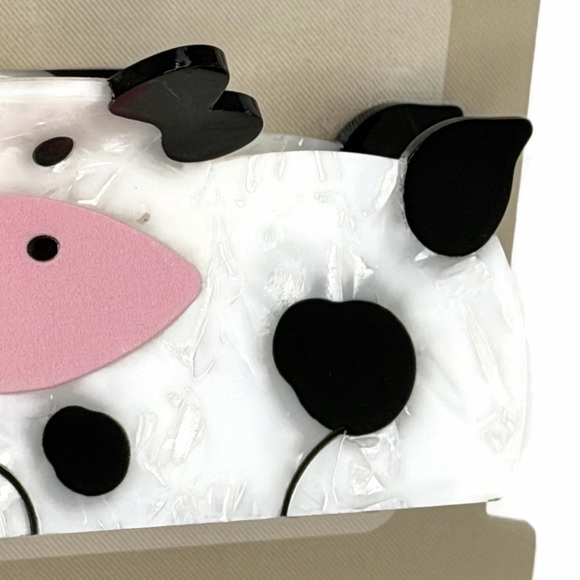 Piper K Cow Hair Claw Clip White Black Pink - Picture 3 of 8